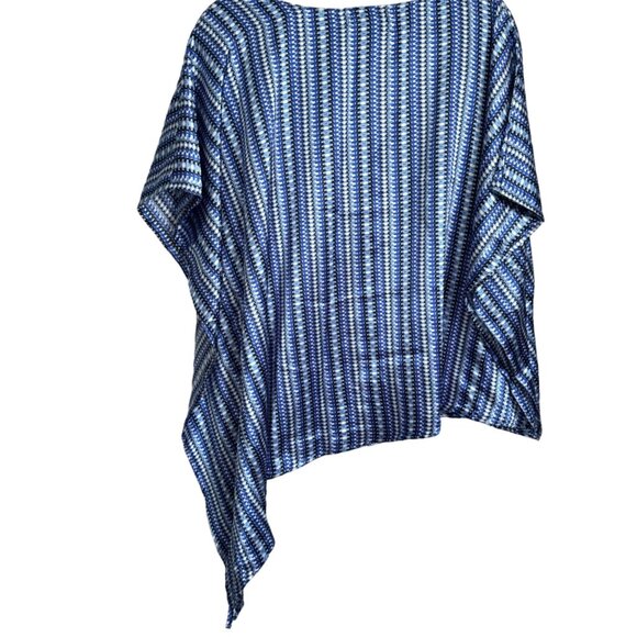 NaLa Woven Together Asymmetrical Blue Striped Top - Size L - Picture 6 of 12